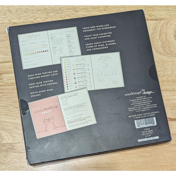 Wine Tasting Journal & Wine Glass Charms Set for Wine Tasting & Parties 6 Charms - Picture 3 of 8